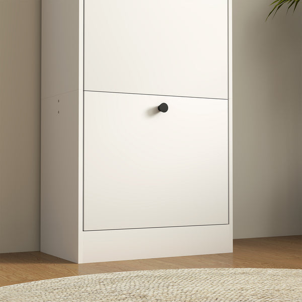 Schuhschrank mit 3 Klappfächern verstellbar für Flur weiss