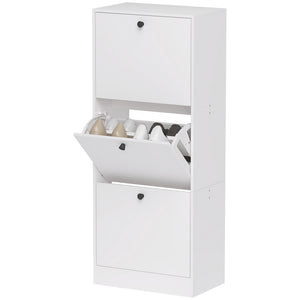 Schuhschrank mit 3 Klappfächern verstellbar für Flur weiss