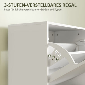 Schuhschrank mit 3 Schubladen für 12 Paar Schuhe weiss