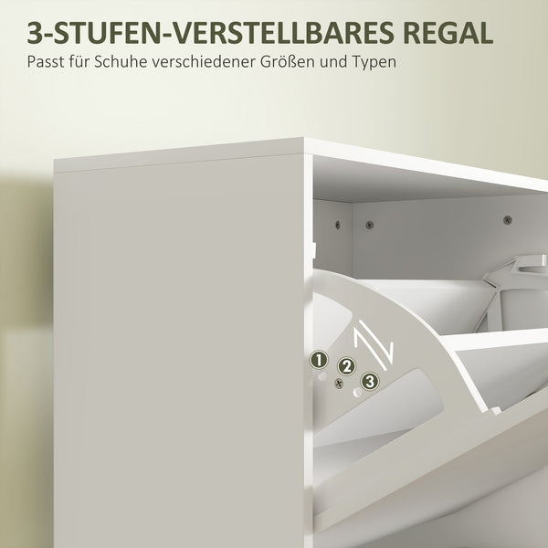 Schuhschrank mit 3 Schubladen für 12 Paar Schuhe weiss