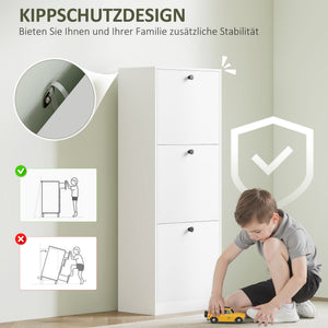 Schuhschrank mit 3 Schubladen für 12 Paar Schuhe weiss