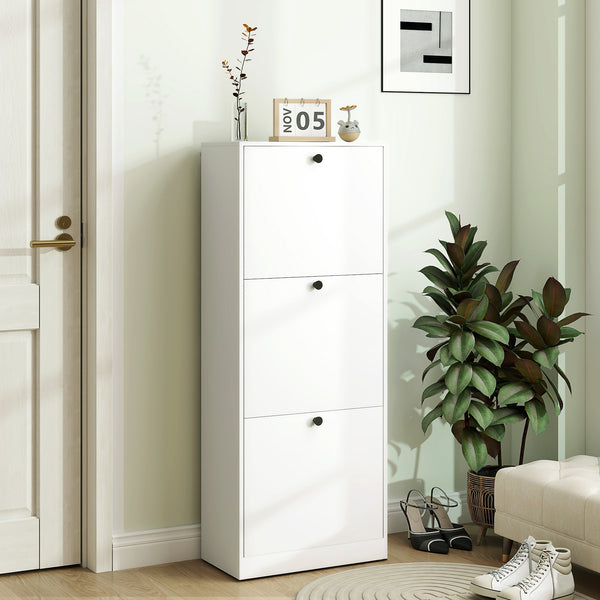 Schuhschrank mit 3 Schubladen für 12 Paar Schuhe weiss