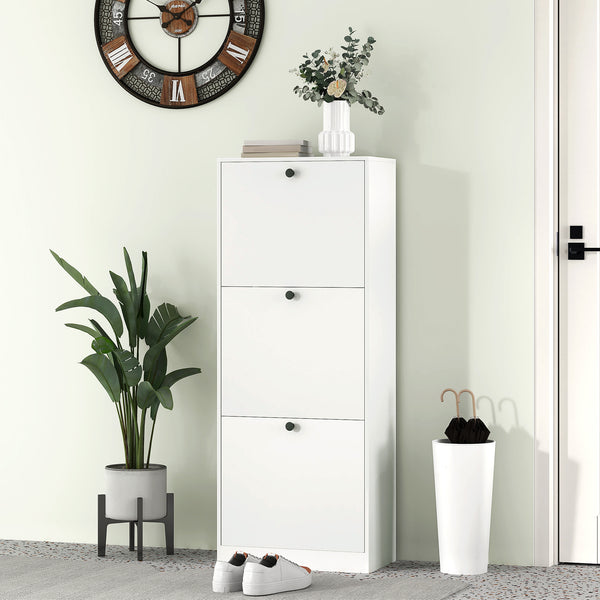 Schuhschrank mit 3 Schubladen für 12 Paar Schuhe weiss