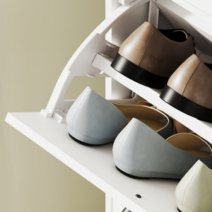 Schuhschrank mit 3 Schubladen für 12 Paar Schuhe weiss