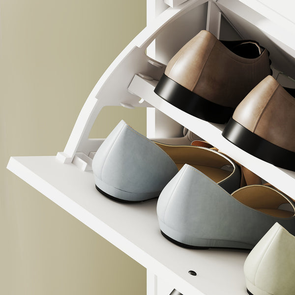 Schuhschrank mit 3 Schubladen für 12 Paar Schuhe weiss