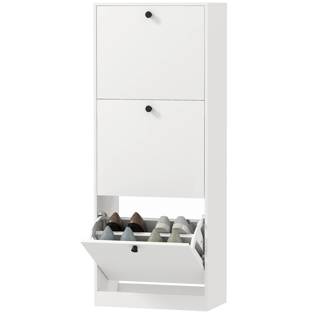 Schuhschrank mit 3 Schubladen für 12 Paar Schuhe weiss