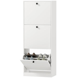Schuhschrank mit 3 Schubladen für 12 Paar Schuhe weiss