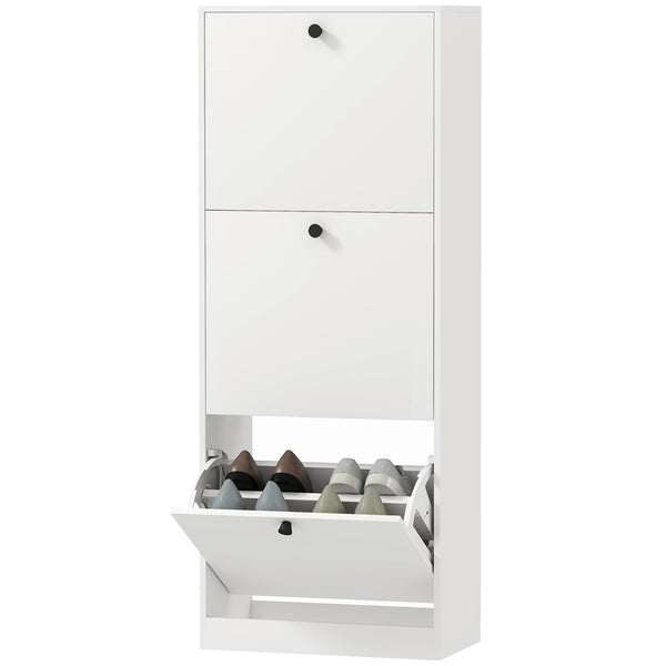 Schuhschrank mit 3 Schubladen für 12 Paar Schuhe weiss