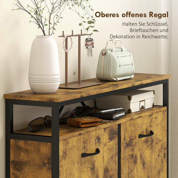 Schuhschrank schmal mit 4 Klappen und offenem Regal