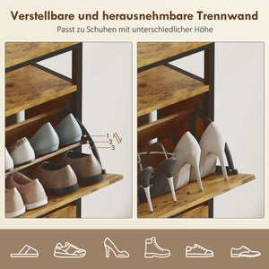 Schuhschrank schmal mit 4 Klappen und offenem Regal