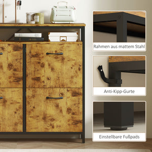 Schuhschrank schmal mit 4 Klappen und offenem Regal