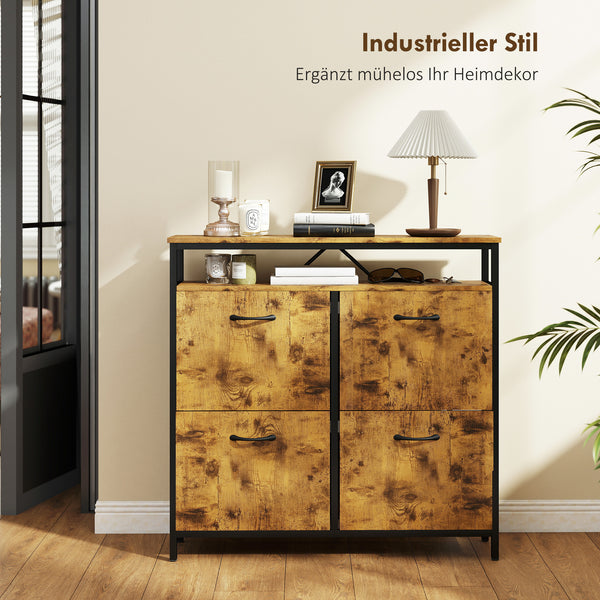 Schuhschrank schmal mit 4 Klappen und offenem Regal