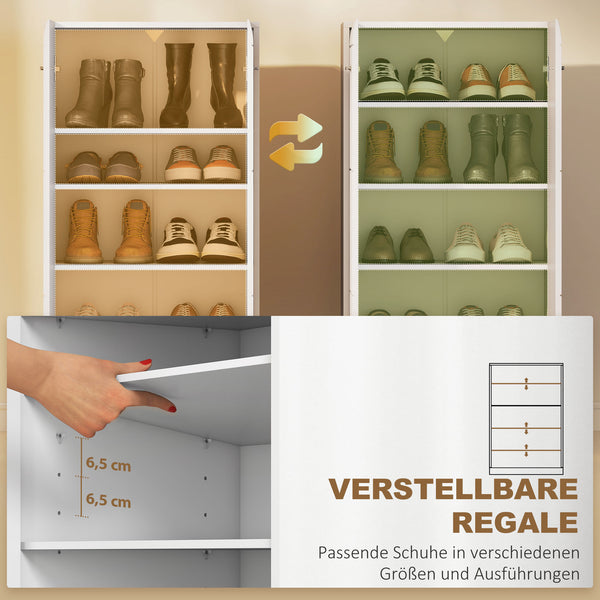 Schuhschrank mit verstellbaren Regalböden für Flur weiss