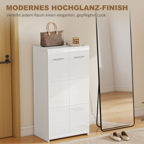 Schuhschrank mit verstellbaren Regalböden für Flur weiss