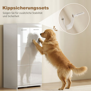Schuhschrank mit verstellbaren Regalböden für Flur weiss
