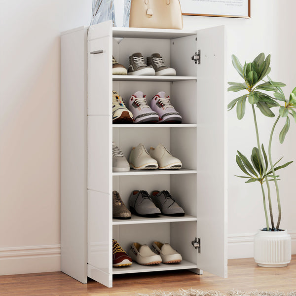 Schuhschrank mit verstellbaren Regalböden für Flur weiss