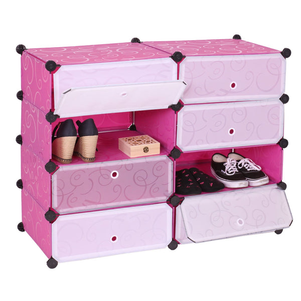 Schuhschrank Schuhablage Steckregal Aufbewahrung 8 Fächer 73x92x36cm rosa