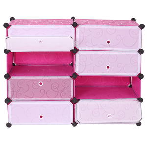 Schuhschrank Schuhablage Steckregal Aufbewahrung 8 Fächer 73x92x36cm rosa