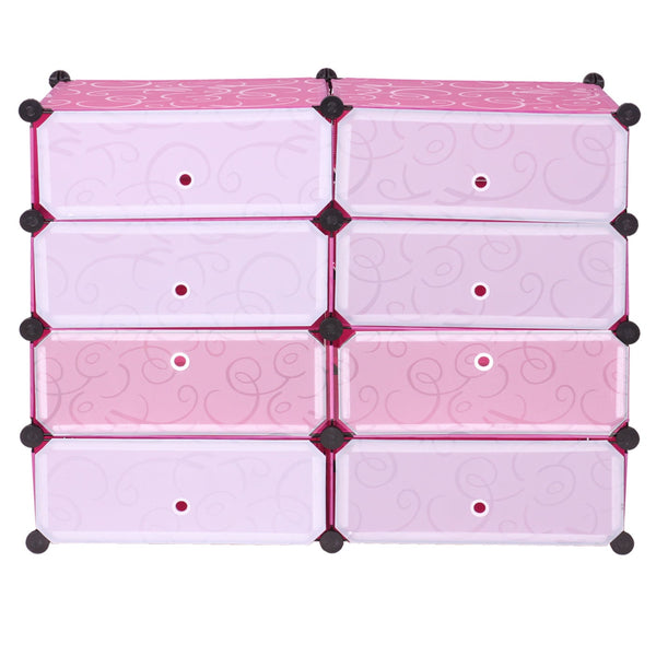 Schuhschrank Schuhablage Steckregal Aufbewahrung 8 Fächer 73x92x36cm rosa