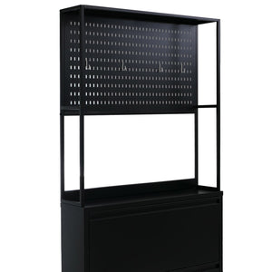 Schuhschrank Schuhkipper 3 Kippfächer Ablage Haken 201x80x20cm schwarz