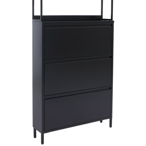 Schuhschrank Schuhkipper 3 Kippfächer Ablage Haken 201x80x20cm schwarz