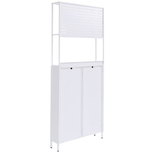 Schuhschrank Schuhkipper 3 Kippfächer Ablage Haken 201x80x20cm weiss