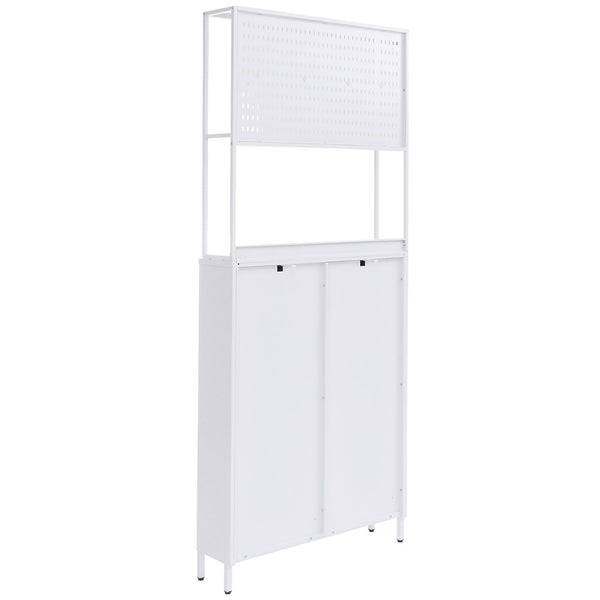 Schuhschrank Schuhkipper 3 Kippfächer Ablage Haken 201x80x20cm weiss