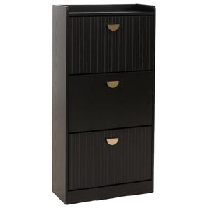 Schuhschrank Schuhkipper 3 Klappen 117x60x24cm Holzoptik schwarz