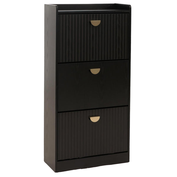 Schuhschrank Schuhkipper 3 Klappen 117x60x24cm Holzoptik schwarz
