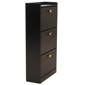 Schuhschrank Schuhkipper 3 Klappen 117x60x24cm Holzoptik schwarz