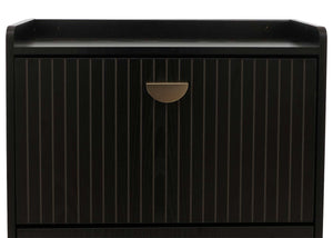 Schuhschrank Schuhkipper 4 Klappen 148x50x24cm Holzoptik schwarz