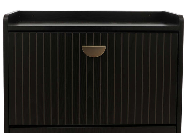 Schuhschrank Schuhkipper 4 Klappen 148x50x24cm Holzoptik schwarz
