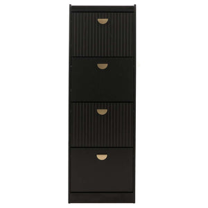 Schuhschrank Schuhkipper 4 Klappen 148x50x24cm Holzoptik schwarz