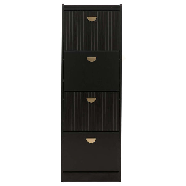 Schuhschrank Schuhkipper 4 Klappen 148x50x24cm Holzoptik schwarz