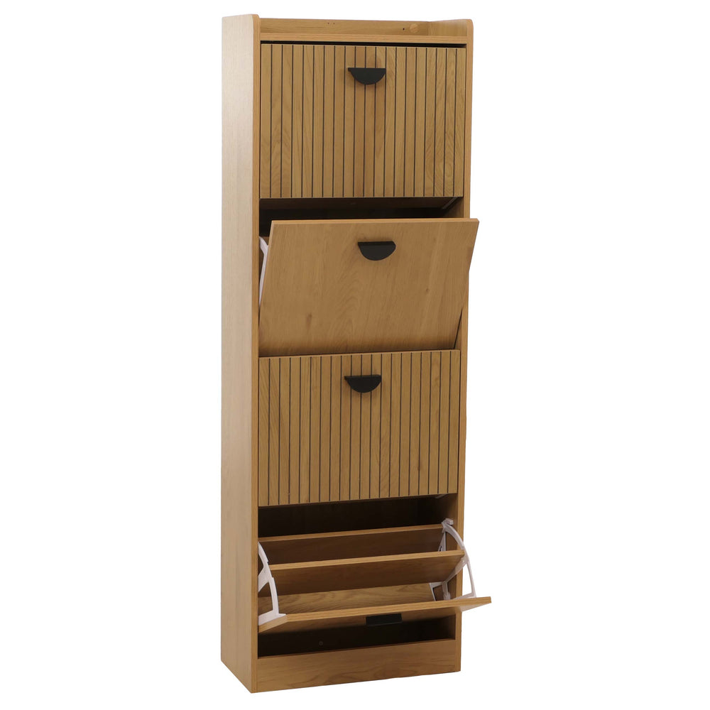 Schuhschrank Schuhkipper 4 Klappen 148x50x24cm natur