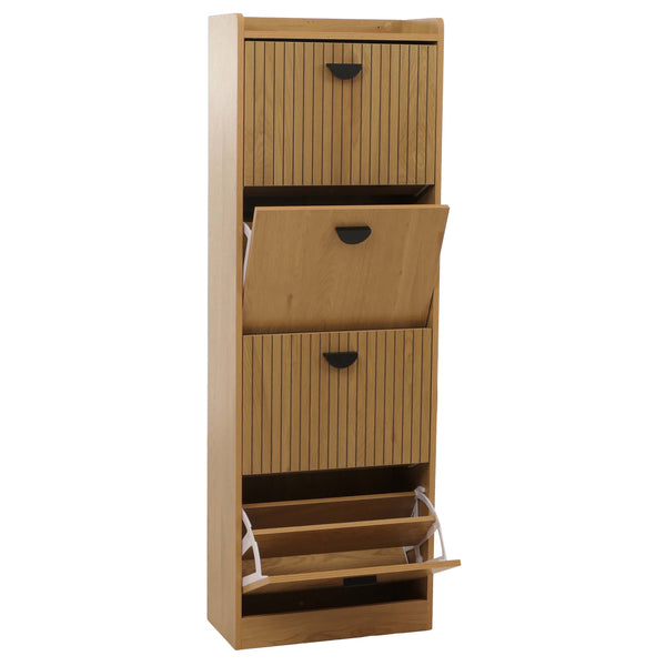 Schuhschrank Schuhkipper 4 Klappen 148x50x24cm natur