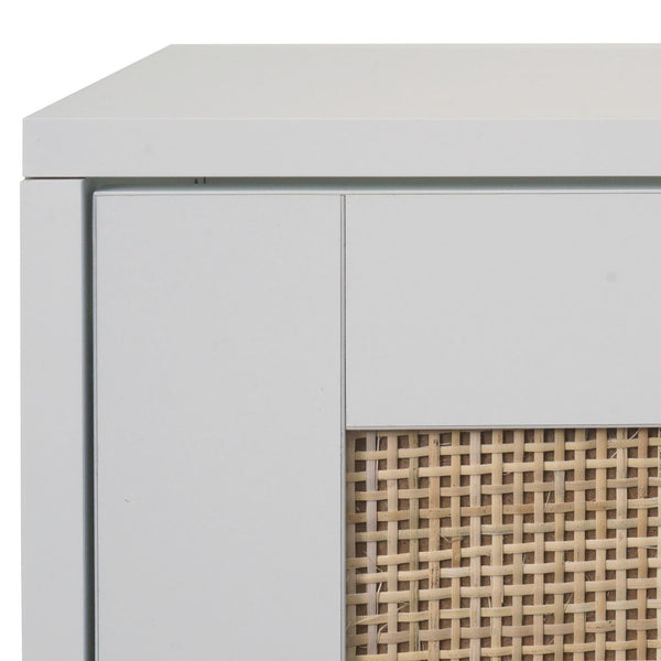 Schuhschrank Schuhkipper Rattanfront 3 Fächer 126x63x24cm weiss