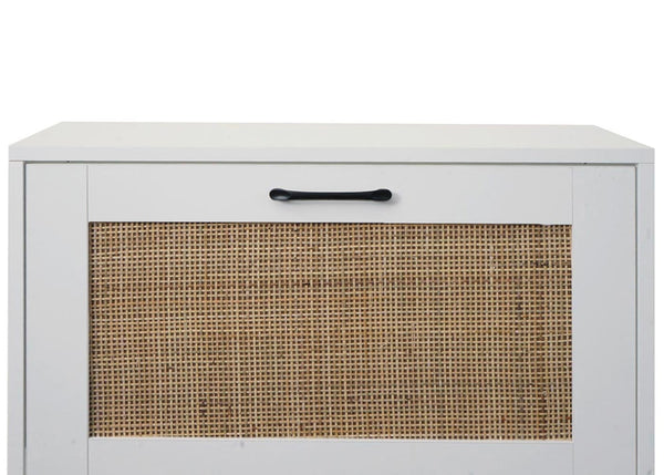 Schuhschrank Schuhkipper Rattanfront 3 Fächer 126x63x24cm weiss
