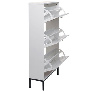 Schuhschrank Schuhkipper Rattanfront 3 Fächer 126x63x24cm weiss