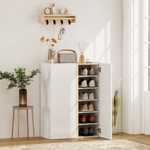 Schuhschrank mit Soft-Close für Flur bis 18 Paar Holz weiss