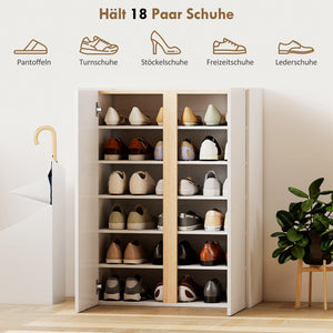 Schuhschrank mit Soft-Close für Flur bis 18 Paar Holz weiss