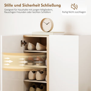 Schuhschrank mit Soft-Close für Flur bis 18 Paar Holz weiss