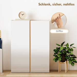 Schuhschrank mit Soft-Close für Flur bis 18 Paar Holz weiss