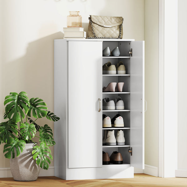 Schuhschrank mit verstellbaren Regalen und Soft-Close für Flur weiss