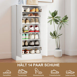Schuhschrank mit verstellbaren Regalen und Soft-Close für Flur weiss