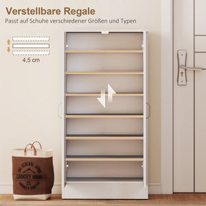 Schuhschrank mit verstellbaren Regalen und Soft-Close für Flur weiss