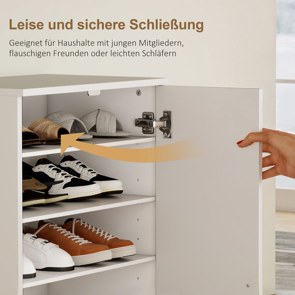 Schuhschrank mit verstellbaren Regalen und Soft-Close für Flur weiss