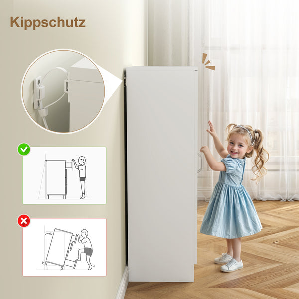 Schuhschrank mit verstellbaren Regalen und Soft-Close für Flur weiss