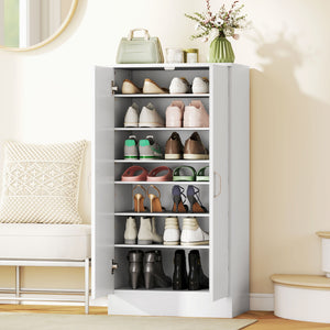 Schuhschrank mit verstellbaren Regalen und Soft-Close für Flur weiss