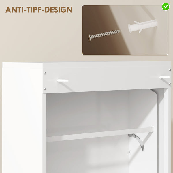 Schuhschrank schmal Wandmontage mit 3 Klappfächern Metall weiss